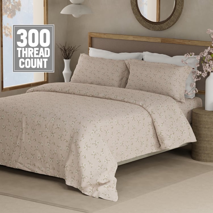 BOUTIQUE LIVING Cottage Garden Cotton 300TC Floral Print 3Pcs Super King Bedsheet Set