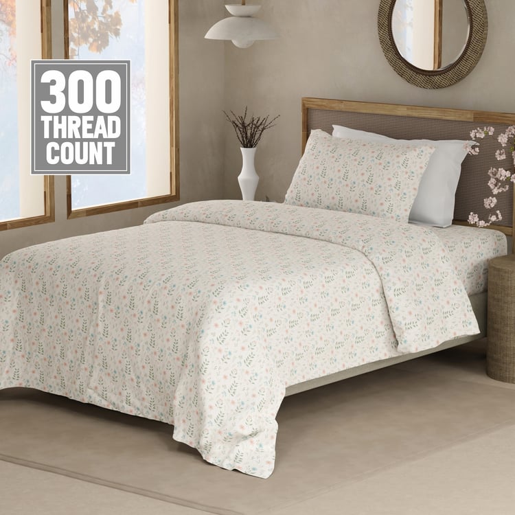 BOUTIQUE LIVING Cottage Garden Cotton 300TC Floral Print 2Pcs Single Bedsheet Set