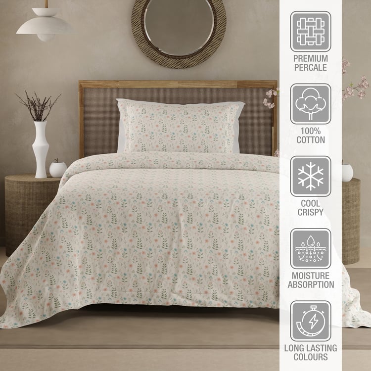 BOUTIQUE LIVING Cottage Garden Cotton 300TC Floral Print 2Pcs Single Bedsheet Set