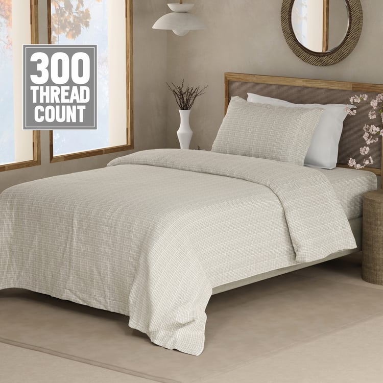BOUTIQUE LIVING Cottage Garden Cotton 300TC Geometric Print 2Pcs Single Bedsheet Set