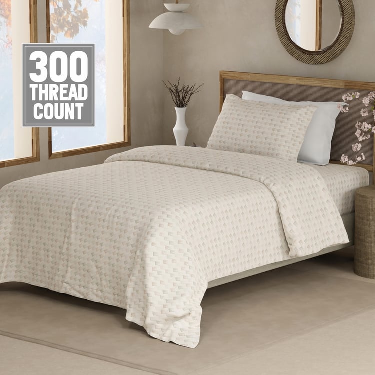 BOUTIQUE LIVING Cottage Garden Cotton 300TC Geometric Print 2Pcs Single Bedsheet Set