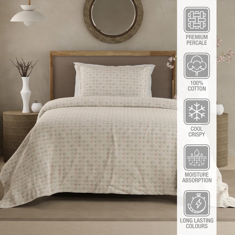 BOUTIQUE LIVING Cottage Garden Cotton 300TC Geometric Print 2Pcs Single Bedsheet Set