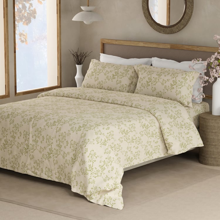 BOUTIQUE LIVING Cottage Garden Organic Cotton 300TC Floral Print 3Pcs Super King Bedsheet Set