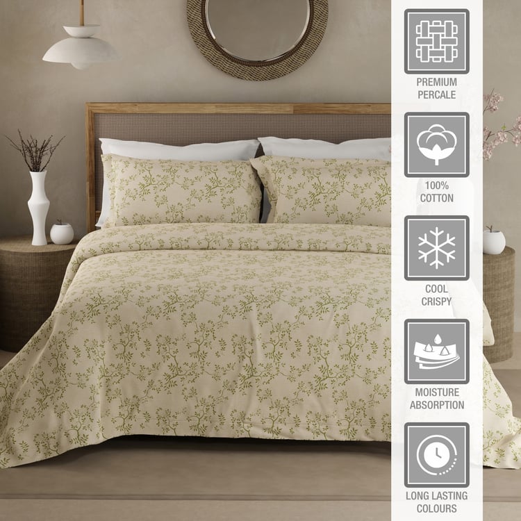 BOUTIQUE LIVING Cottage Garden Organic Cotton 300TC Floral Print 3Pcs Super King Bedsheet Set