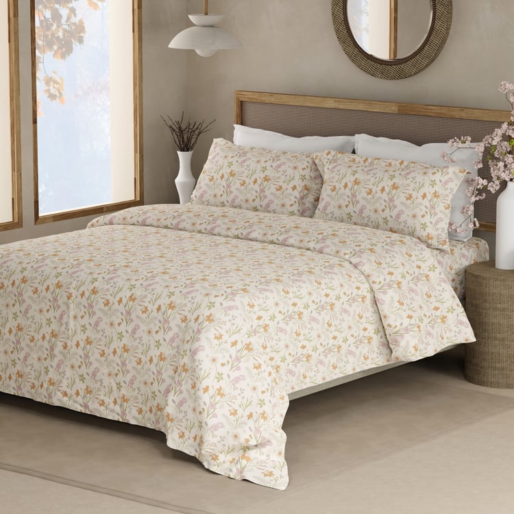 BOUTIQUE LIVING Cottage Garden Organic Cotton 300TC Floral Print 3Pcs Super King Bedsheet Set