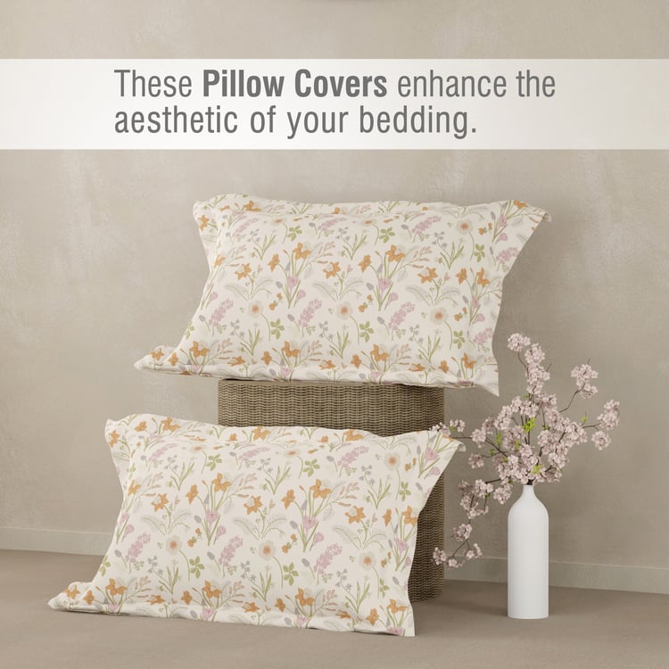 BOUTIQUE LIVING Cottage Garden Organic Cotton 300TC Floral Print 3Pcs Super King Bedsheet Set
