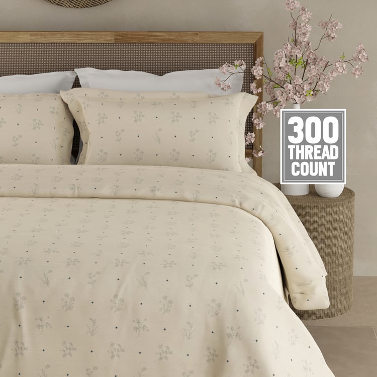 BOUTIQUE LIVING Cottage Garden Organic Cotton 300TC Floral Print 3Pcs Super King Bedsheet Set