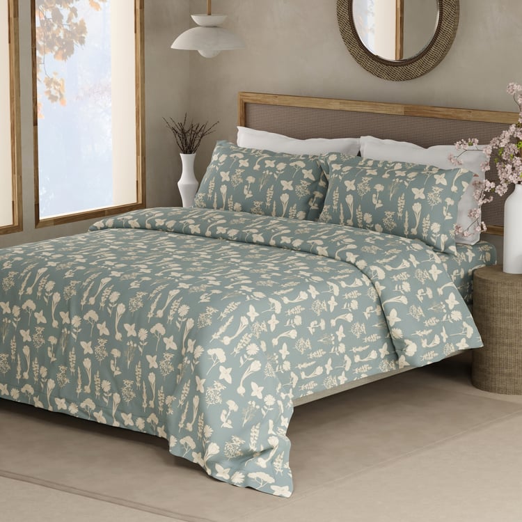BOUTIQUE LIVING Cottage Garden Organic Cotton 300TC Floral Print 3Pcs Super King Bedsheet Set