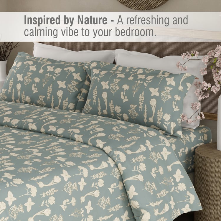 BOUTIQUE LIVING Cottage Garden Organic Cotton 300TC Floral Print 3Pcs Super King Bedsheet Set