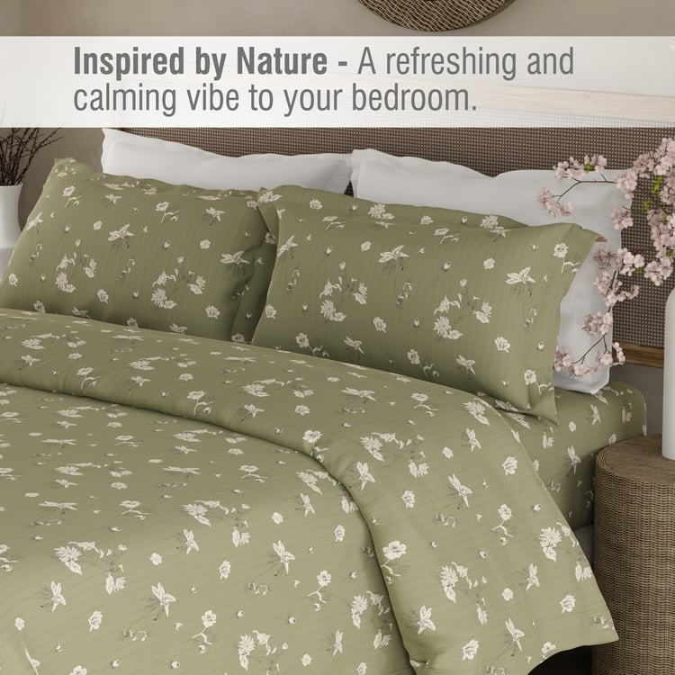 BOUTIQUE LIVING Cottage Garden Organic Cotton 300TC Floral Print 3Pcs Super King Bedsheet Set