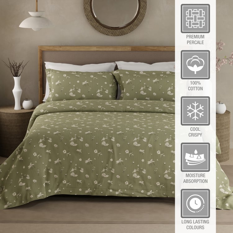 BOUTIQUE LIVING Cottage Garden Organic Cotton 300TC Floral Print 3Pcs Super King Bedsheet Set
