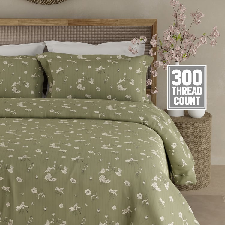 BOUTIQUE LIVING Cottage Garden Organic Cotton 300TC Floral Print 3Pcs Super King Bedsheet Set