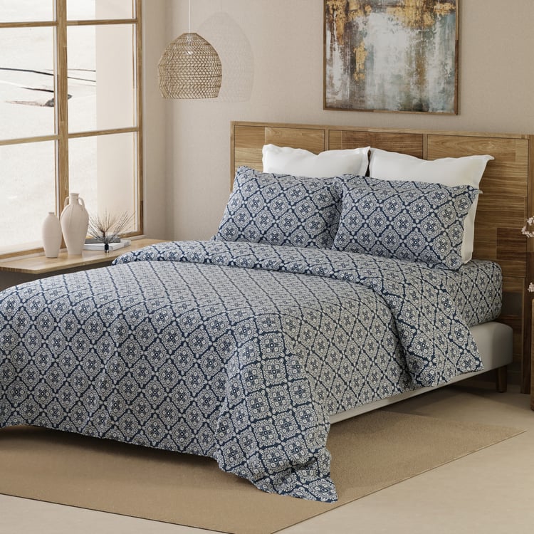 LAYERS Emaline Cotton 144TC Printed 3Pcs Queen Bedsheet Set