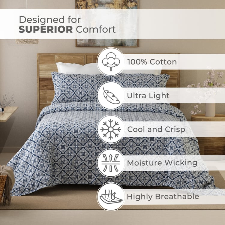 LAYERS Emaline Cotton 144TC Printed 3Pcs Queen Bedsheet Set