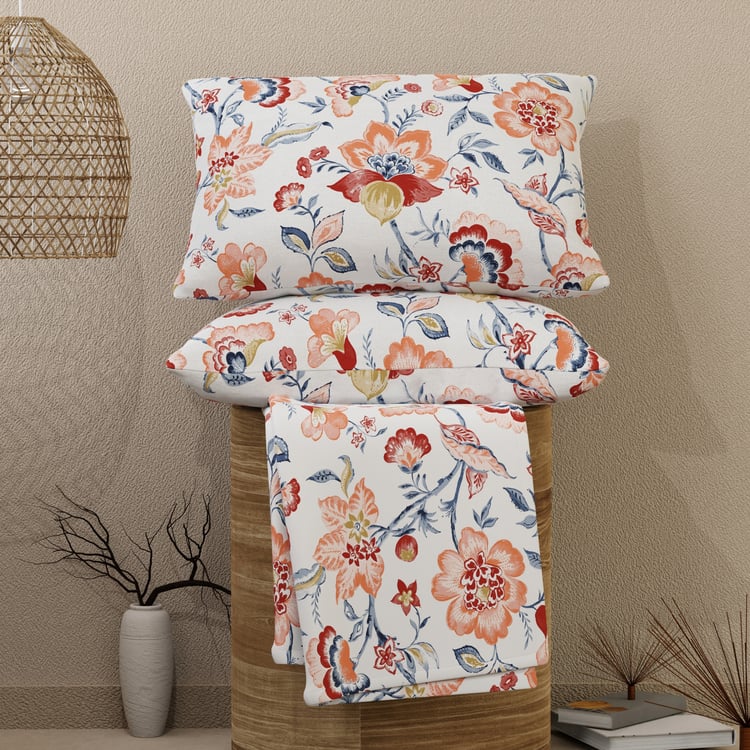 LAYERS Emaline Cotton 144TC Floral Print 3Pcs Queen Bedsheet Set