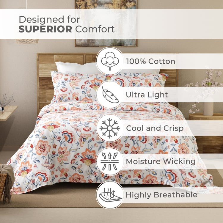 LAYERS Emaline Cotton 144TC Floral Print 3Pcs Queen Bedsheet Set