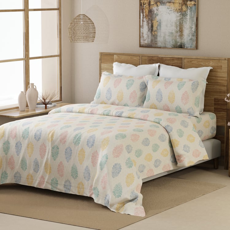 LAYERS Emaline Cotton 144TC Printed 3Pcs Queen Bedsheet Set