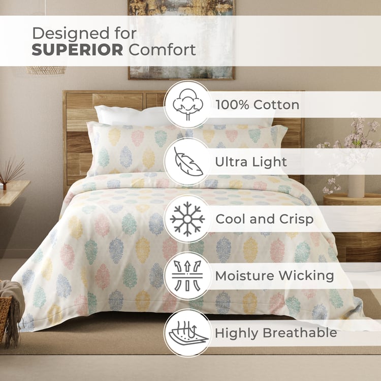 LAYERS Emaline Cotton 144TC Printed 3Pcs Queen Bedsheet Set
