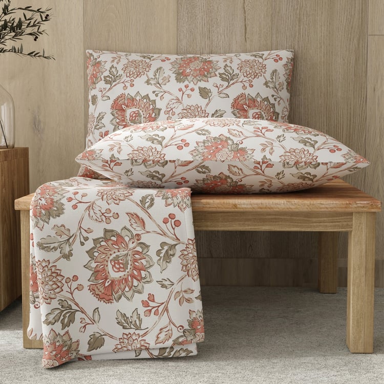 LAYERS Zen 225TC Printed 3Pcs Queen Bedsheet Set