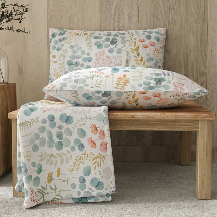 LAYERS Zen 225TC Printed 3Pcs Queen Bedsheet Set
