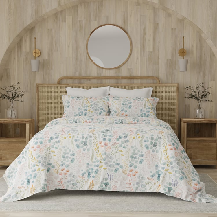 LAYERS Zen 225TC Printed 3Pcs Queen Bedsheet Set