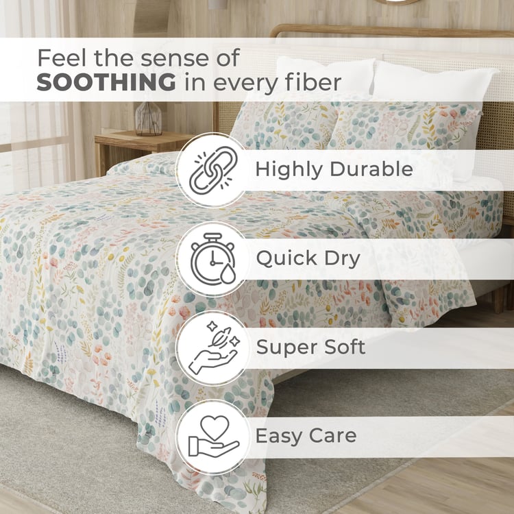 LAYERS Zen 225TC Printed 3Pcs Queen Bedsheet Set