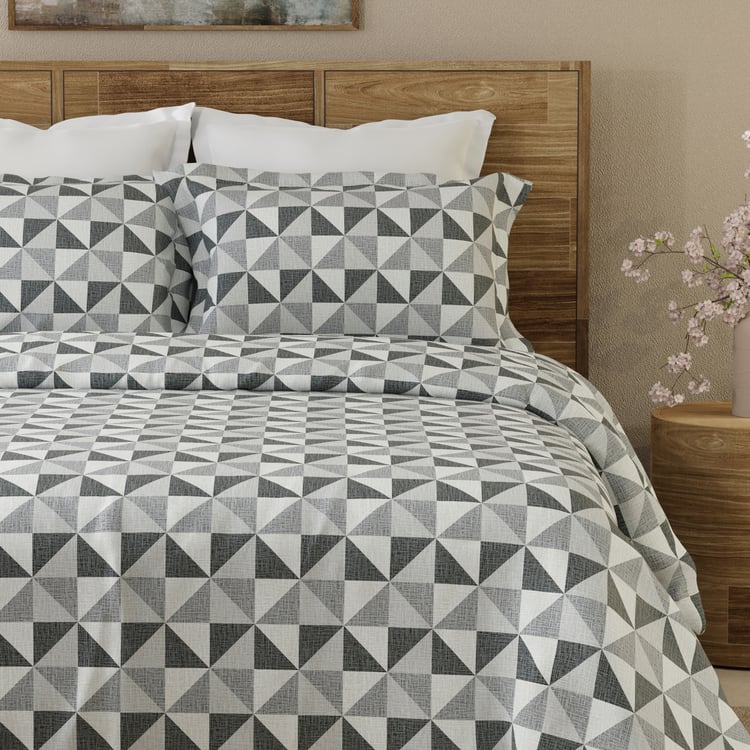 LAYERS Emaline Cotton 144TC Geometric Print 3Pcs Queen Bedsheet Set