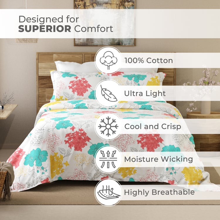 LAYERS Emaline Cotton 144TC Floral Print 3Pcs Queen Bedsheet Set