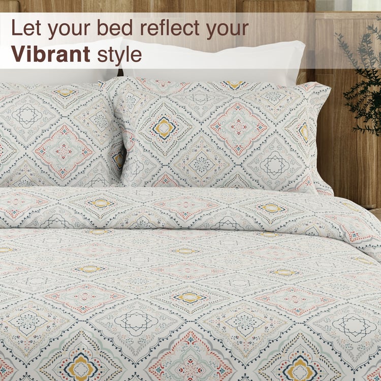 COLOR SENSE Serenity Cotton 200TC Printed 3Pcs King Bedsheet Set