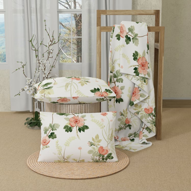COLOR SENSE Serenity Cotton 200TC Printed 3Pcs King Bedsheet Set