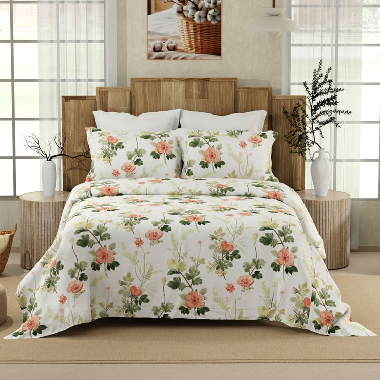 COLOR SENSE Serenity Cotton 200TC Printed 3Pcs King Bedsheet Set