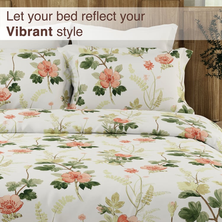 COLOR SENSE Serenity Cotton 200TC Printed 3Pcs King Bedsheet Set