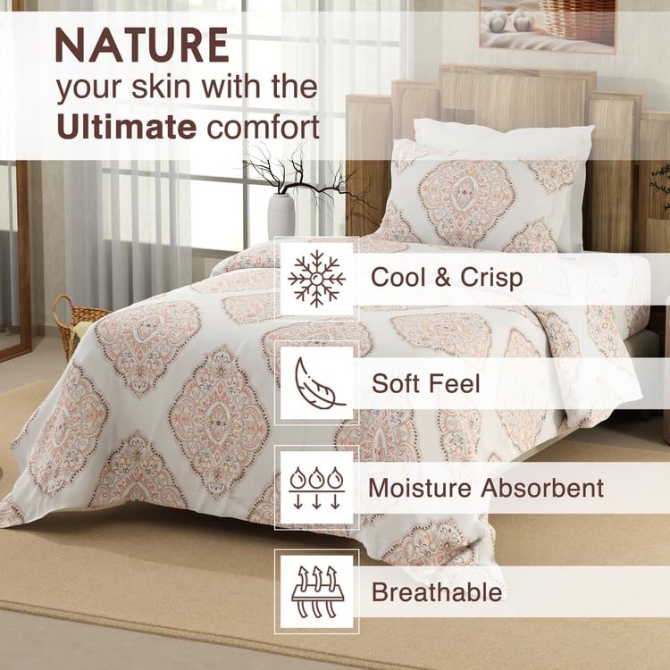 COLOR SENSE Serenity Cotton 200TC Printed 2Pcs Single Bedsheet Set