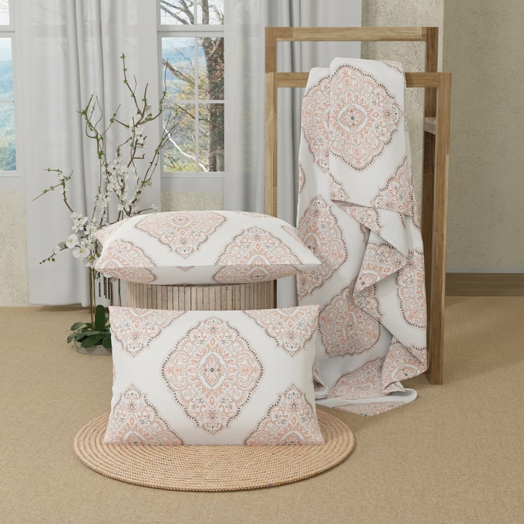 COLOR SENSE Serenity Cotton 200TC Printed 3Pcs Queen Bedsheet Set
