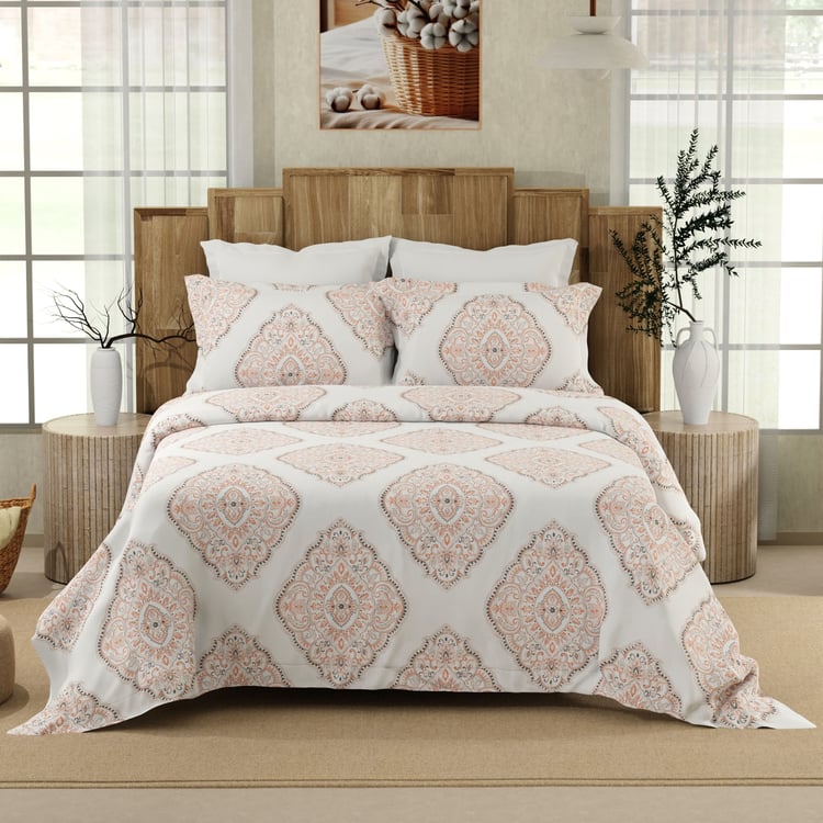 COLOR SENSE Serenity Cotton 200TC Printed 3Pcs Queen Bedsheet Set