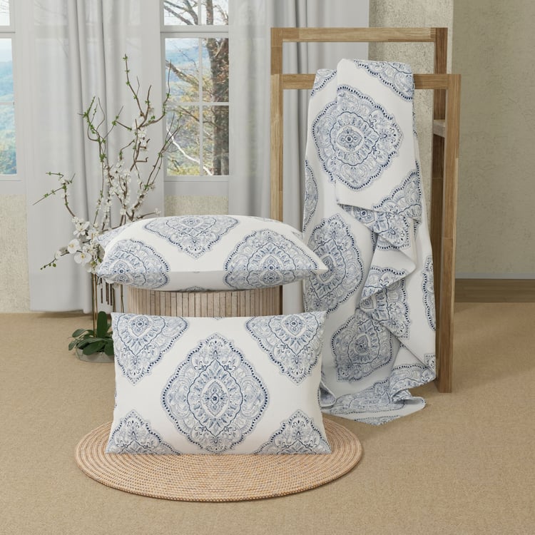 COLOR SENSE Serenity Cotton 200TC Printed 3Pcs King Bedsheet Set