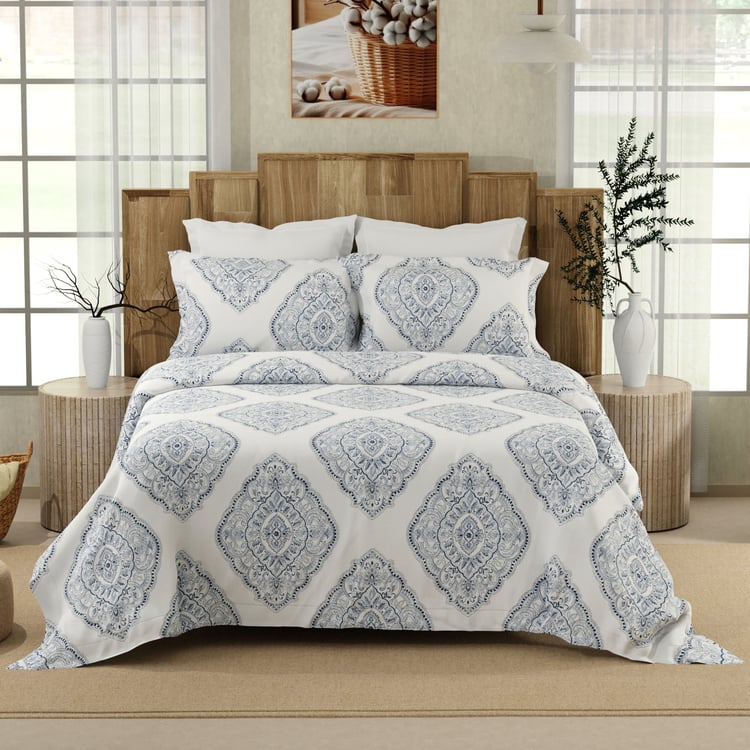 COLOR SENSE Serenity Cotton 200TC Printed 3Pcs King Bedsheet Set