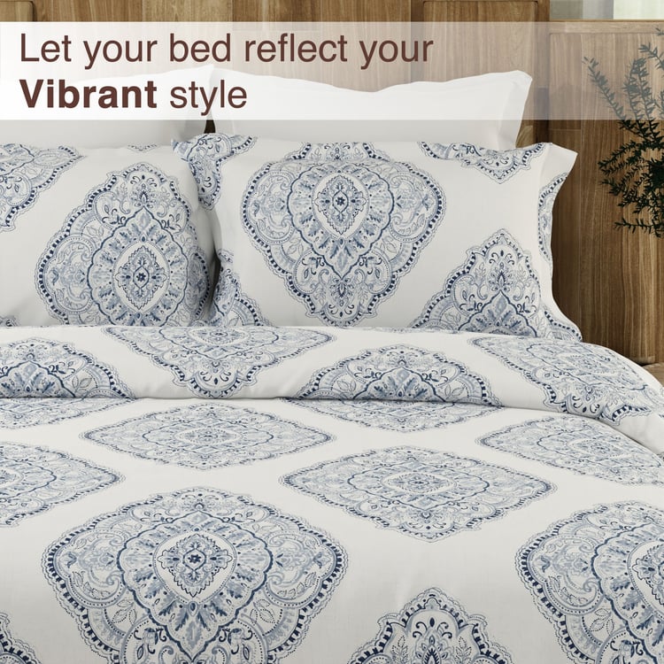 COLOR SENSE Serenity Cotton 200TC Printed 3Pcs King Bedsheet Set