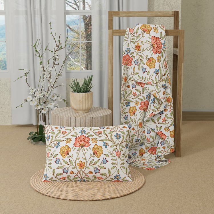 COLOR SENSE Serenity Cotton 200TC Floral Print 2Pcs Single Bedsheet Set