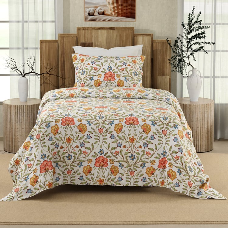COLOR SENSE Serenity Cotton 200TC Floral Print 2Pcs Single Bedsheet Set
