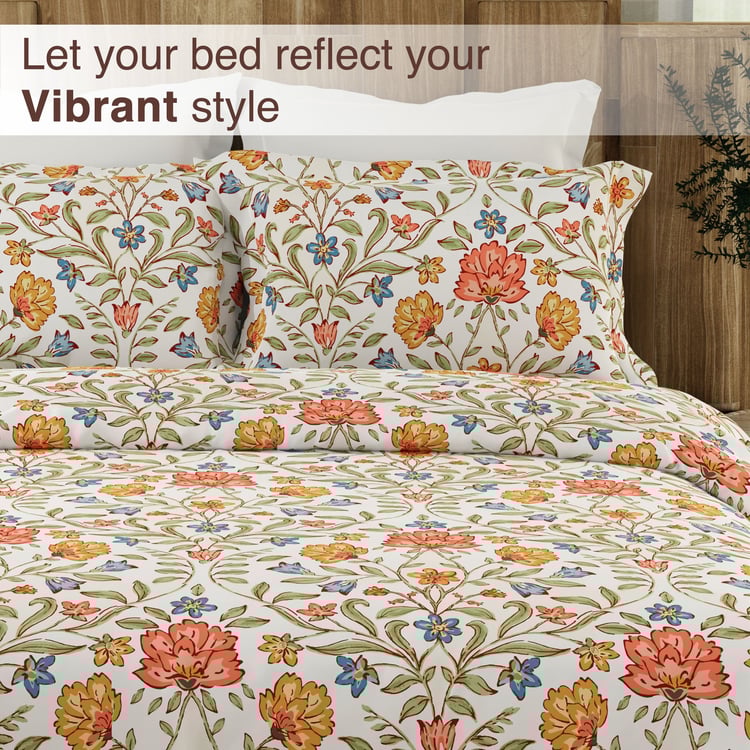 COLOR SENSE Serenity Cotton 200TC Floral Print 3Pcs King Bedsheet Set