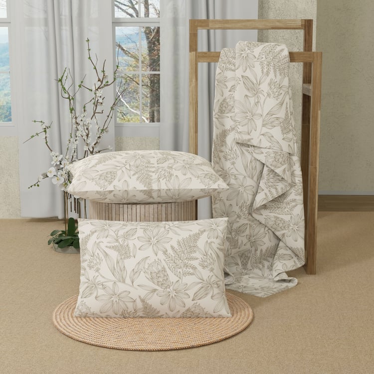 COLOR SENSE Serenity Cotton 200TC Floral Print 3Pcs Queen Bedsheet Set