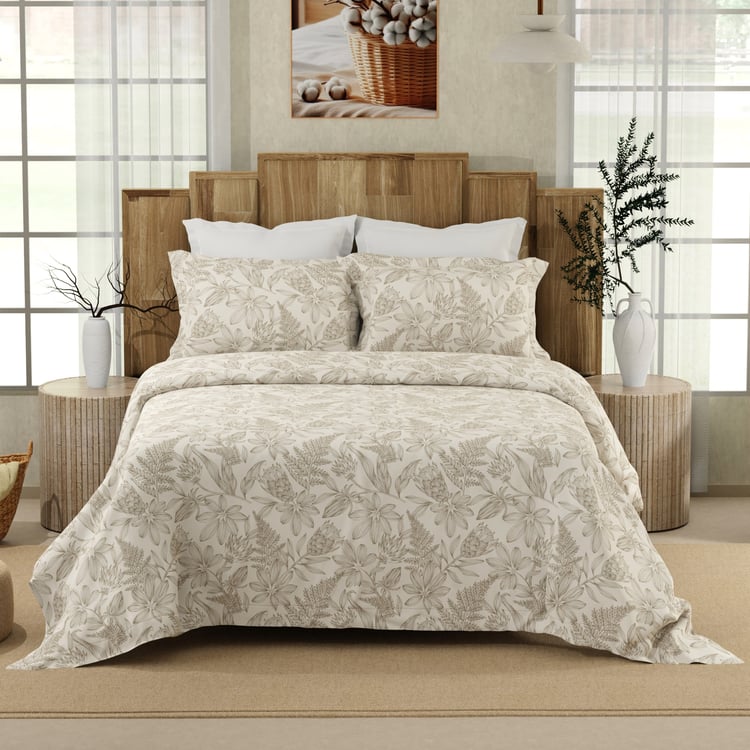 COLOR SENSE Serenity Cotton 200TC Floral Print 3Pcs Queen Bedsheet Set