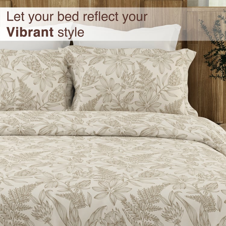 COLOR SENSE Serenity Cotton 200TC Floral Print 3Pcs Queen Bedsheet Set
