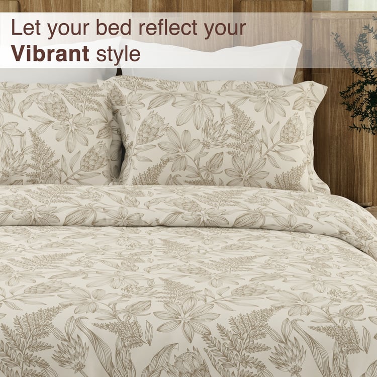 COLOR SENSE Serenity Cotton 200TC Floral Print 3Pcs King Bedsheet Set