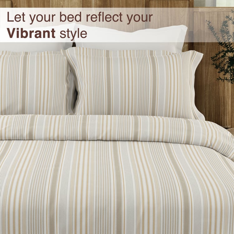 COLOR SENSE Serenity Cotton 200TC Stripes 3Pcs Queen Bedsheet Set