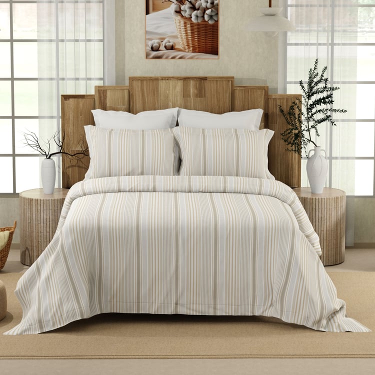 COLOR SENSE Serenity Cotton 200TC Stripes 3Pcs King Bedsheet Set