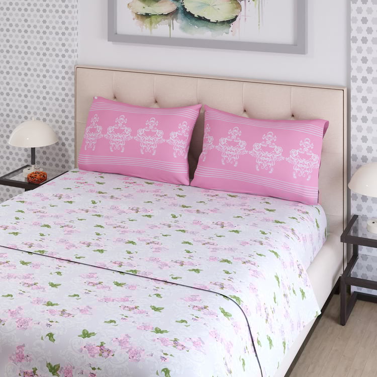 COLOR SENSE Ivy Microfibre Floral Print 3Pcs Queen Bedsheet Set