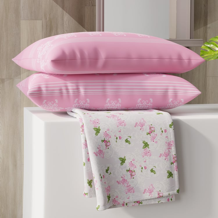 COLOR SENSE Ivy Microfibre Floral Print 3Pcs Queen Bedsheet Set