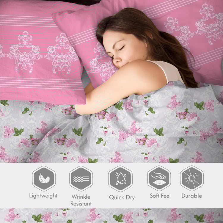 COLOR SENSE Ivy Microfibre Floral Print 3Pcs Queen Bedsheet Set